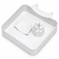 Washing Machine Filter Drain Tray with Filter Opener, Compact Water Catcher for Front Load Washer Pump Cleaning, Drip Tray with Raised Lip, 17.5 x 16.5 cm, White