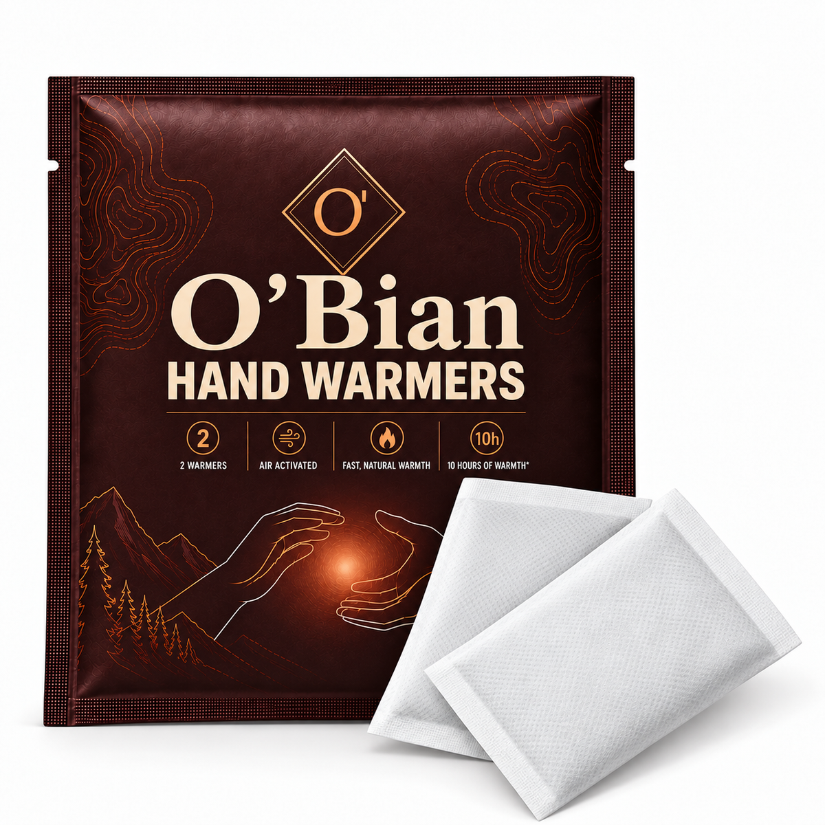 O'Bian Disposable Hand Warmers, 10 Pairs, Up to 10 Hours, Air Activated