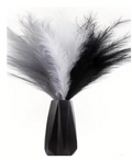Artificial Pampas Grass, 15 Stems, 55cm Tall, Black White Grey, Faux Fluffy Dried Look, Boho Home Décor for Vase, Living Room, Bedroom, Wedding